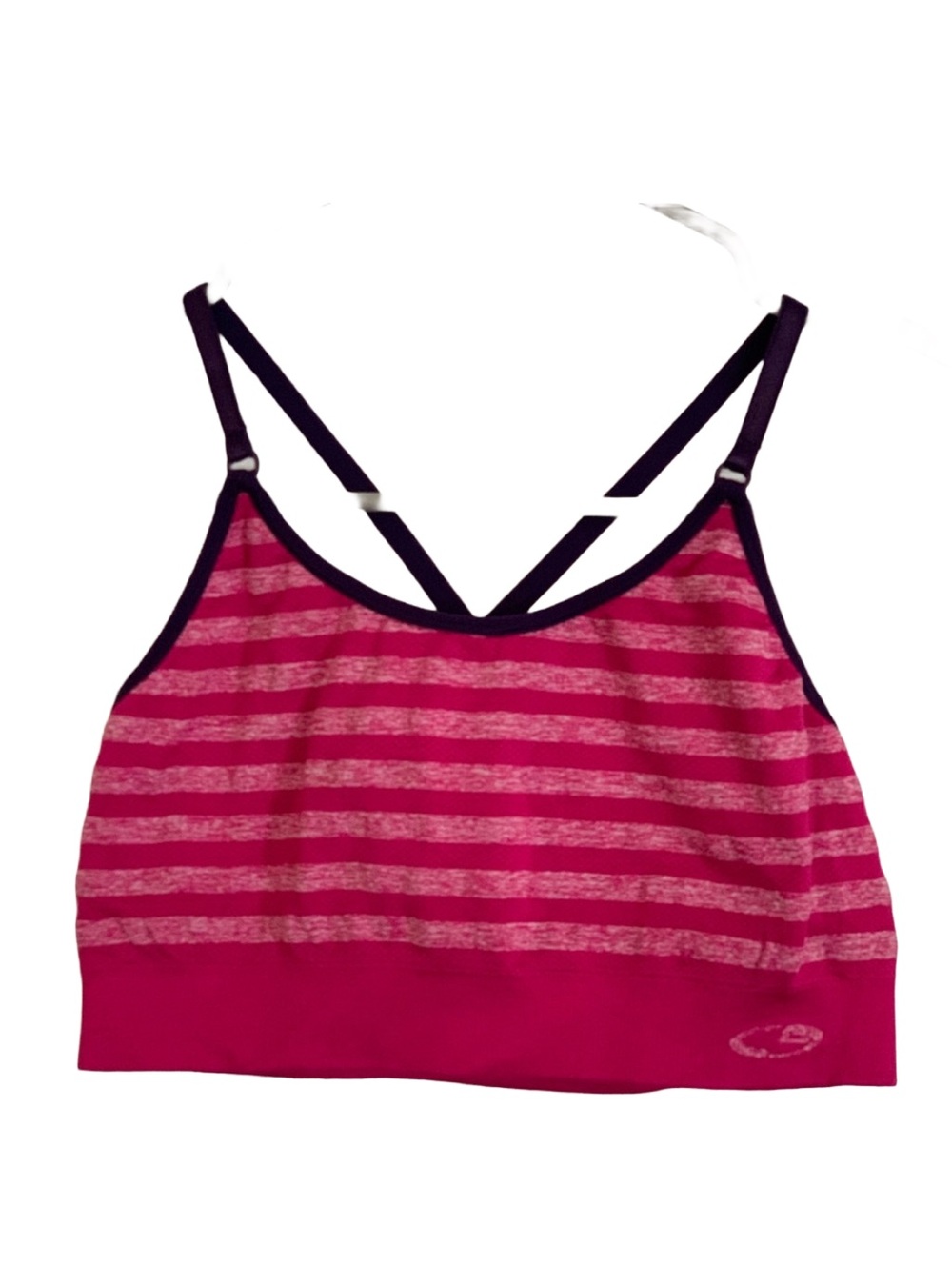 CHAMPION Women’s Dark Pink Stripe Nylon Blend Lined Sports Bra Bralette
